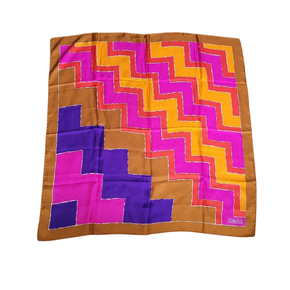 Carlisle‎ Chevron Geometric Design & Vibrant Colors Silk Scarf